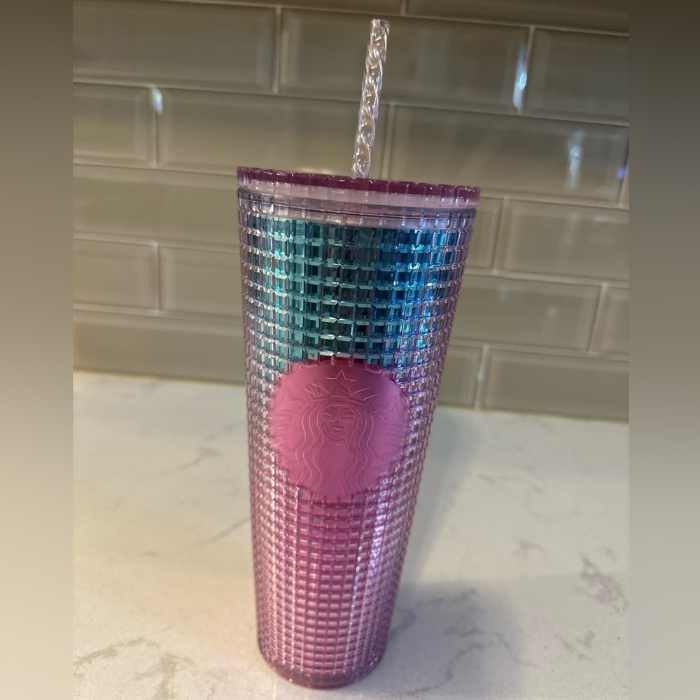 Starbucks Summer 2021 Pink & Blue Ombré Bling 24oz Tumbler